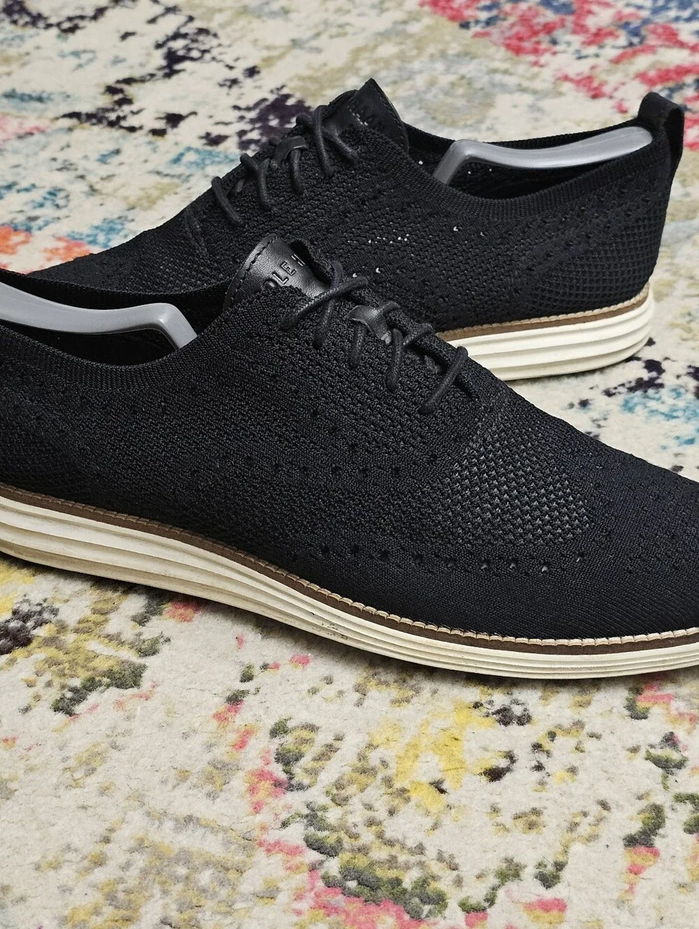 Cole Haan Mens 9.5 M Original Grand Knit Wingtip II Black Ivory Shoes C27959